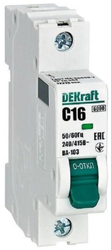 Выключатель автоматический DEKraft ВА-103 1п 16А C 6кА картинка